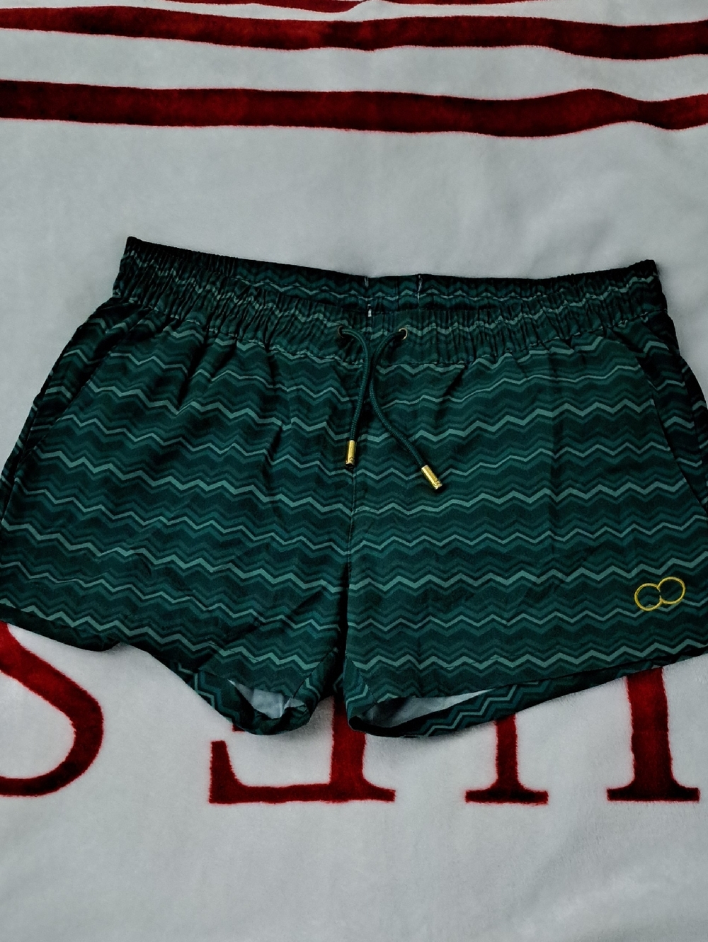 Women’s Green Chevron One-Piece Swim Cover Shorts